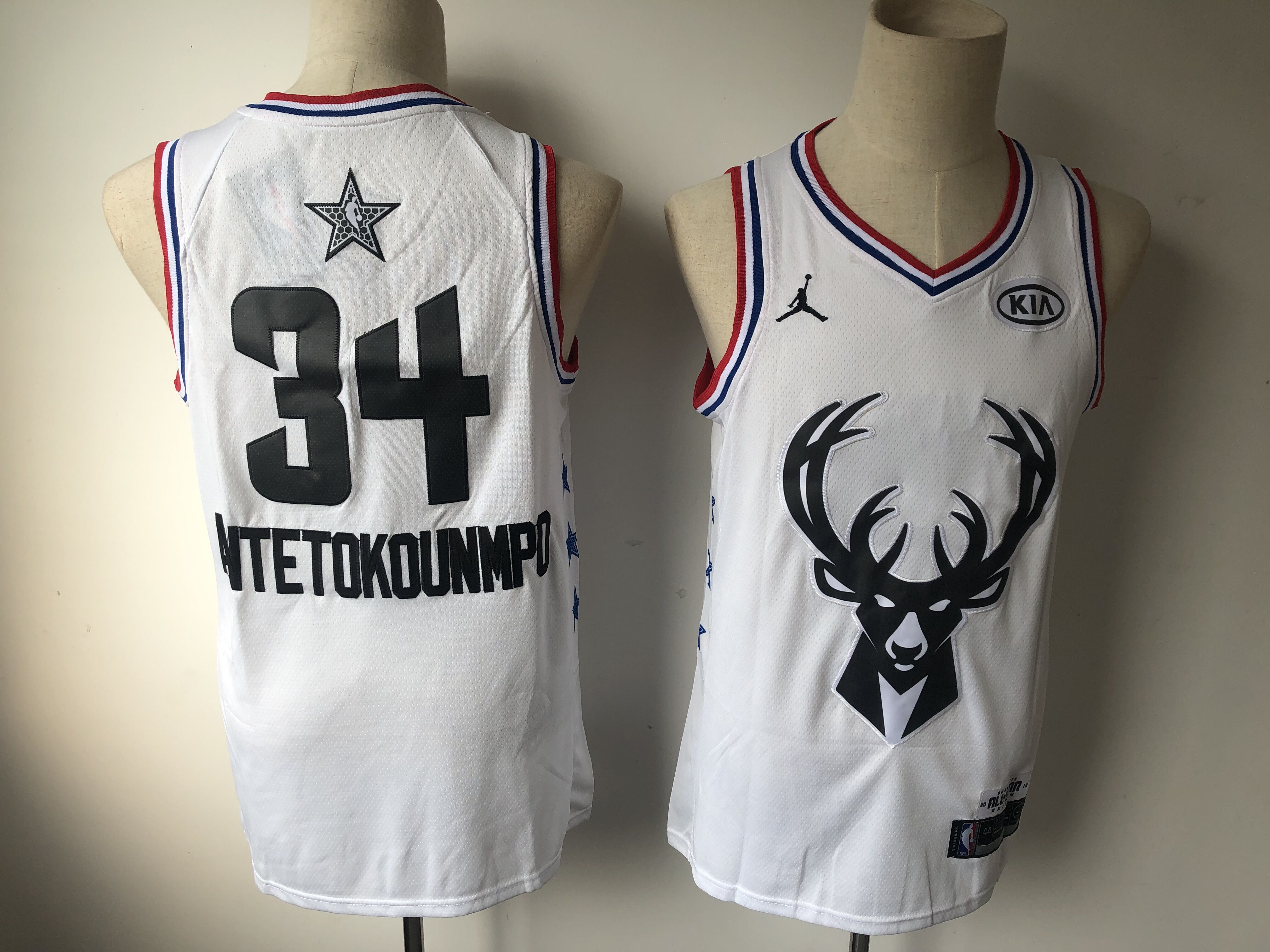 Men Milwaukee Bucks #34 Antetokounmp white 2019 All Star NBA Jerseys